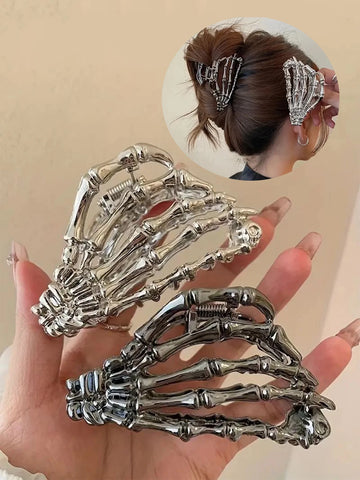 Halloween Skull Hand Hair Clip – Trendy Bun Maker for Girls