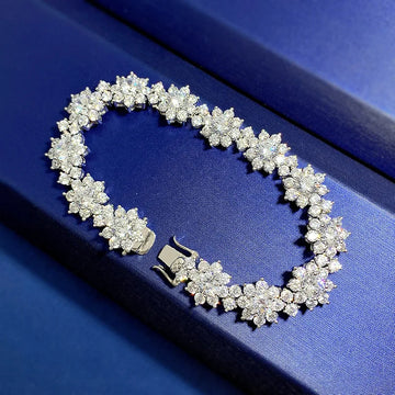 Metis D Color VVS1 Moissanite Sunflower Bracelet 925 Sterling Silver Luxury Bridal Jewelry