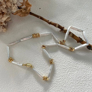Baroque Freshwater Pearl Necklace 14K Gold Filled Beads Magnetic Clasp Jewelry