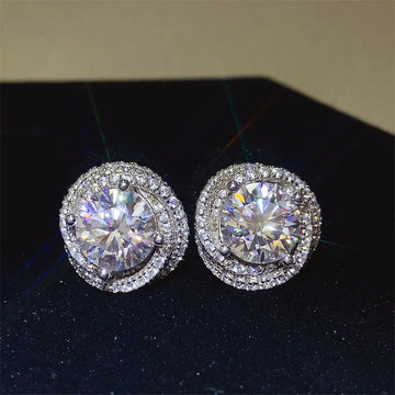 925 Sterling Silver D Color Moissanite Diamond Stud Earrings for Women Wedding Jewelry