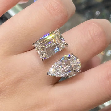 2CT Twin Pear Moissanite Ring PT950 Platinum Women’s Luxury Drop Design