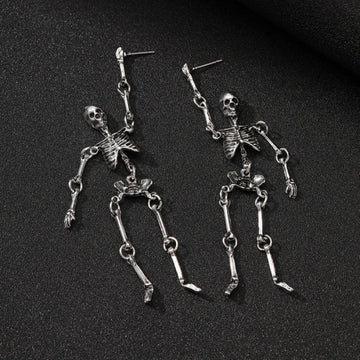 Halloween Skull Earrings – Silver & Bronze Skeleton Party Jewelry