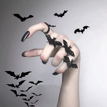 Gothic Black Bat Ring – Adjustable Punk Jewelry for Women & Teens