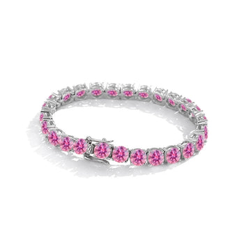 Pink Moissanite Bracelet 3mm/5mm 925 Sterling Silver Diamond Luxury Wedding Jewelry Gift
