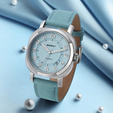 BERNY Women’s Mechanical Watch Self-Wind Cushion Case Sapphire Luminous Calendar