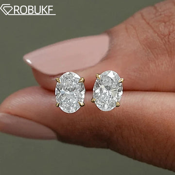 1-4CT Oval Cut Moissanite Stud Earrings D Color 925 Sterling Silver Unisex Jewelry