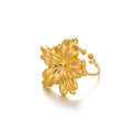 Stainless Steel Exaggerated Big Flower Rings for Women Gold Color Sunflower Finger Ring Female Fashion Aesthetic Jewelry Gift