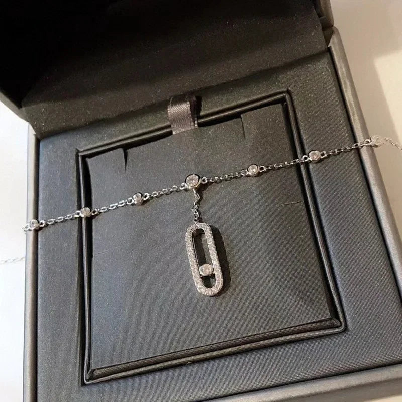 High Quality 925 Sterling Silver Sliding Zirconia Tassels Anklet for Women Luxury Fine Jewelry