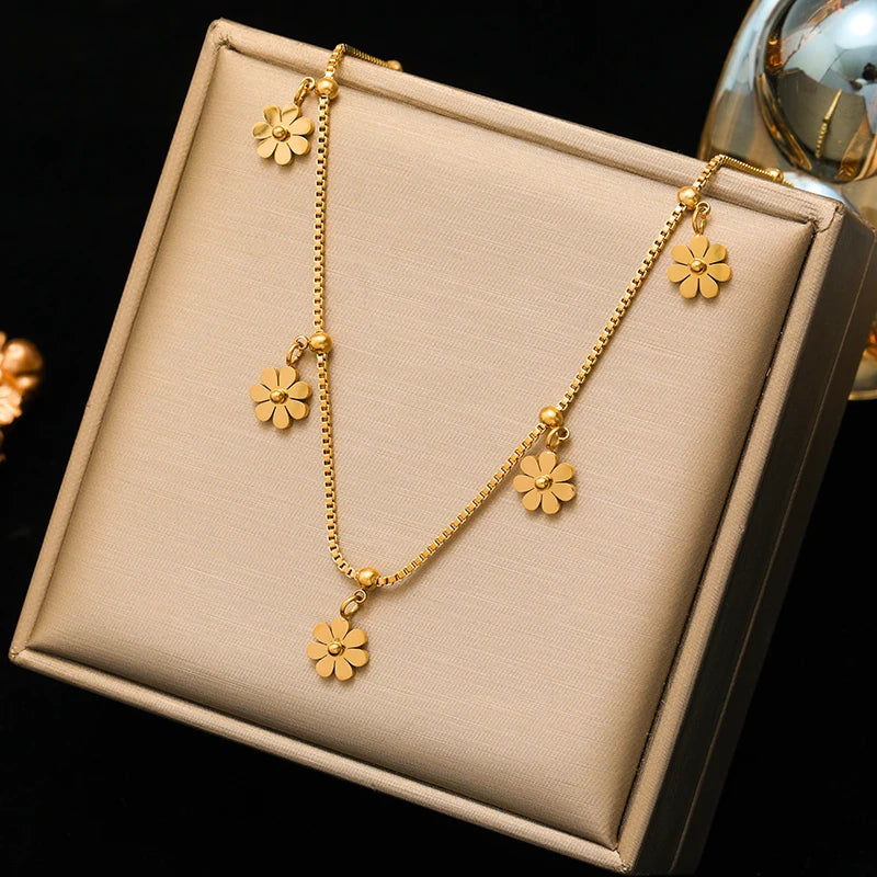 316L Stainless Steel Gold Color Heart Love Necklace Earrings Trendy for Women New Party Gift Waterproof Jewelry Set