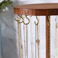 Necklace Holder Organizer, Jewelry Tree Stand with 12 Metal Hooks, Wooden Necklace Display Tower for Home or Show Selling Use