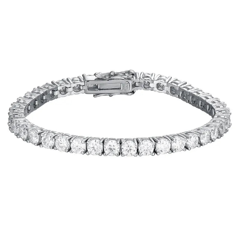 2Mm Moissanite Tennis Bracelet 925 Sterling Silver Plated White Gold Bracelet for Women Man Sparkling Party Jewelry