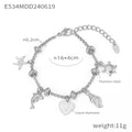 Trendy Moon Heart Stainless Steel Bracelet Bangle for Women Cute Luxury Charm Jewelry Wedding Banquet Gift