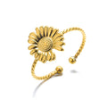 Stainless Steel Exaggerated Big Flower Rings for Women Gold Color Sunflower Finger Ring Female Fashion Aesthetic Jewelry Gift