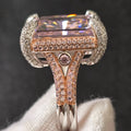 Heavy Craft Solid 925 Sterling Silver with Lab Created Pink High Carbon Diamond Gemstone Rings Fine Jewelry for Women