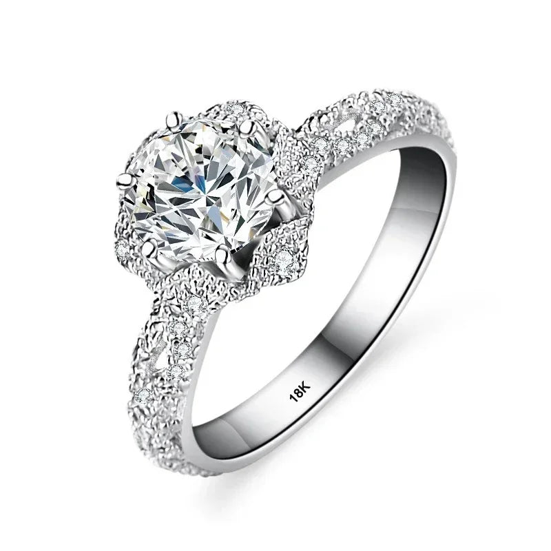Women'S Luxury 18K White Gold Eternal Wedding Ring Real GRA VVS 1 Carat Moissanite Diamond Ring Fine Jewelry Bride Accessories