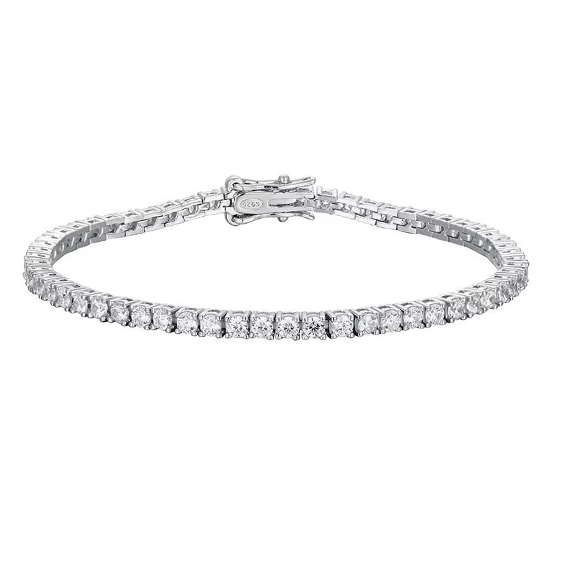 2Mm Moissanite Tennis Bracelet 925 Sterling Silver Plated White Gold Bracelet for Women Man Sparkling Party Jewelry