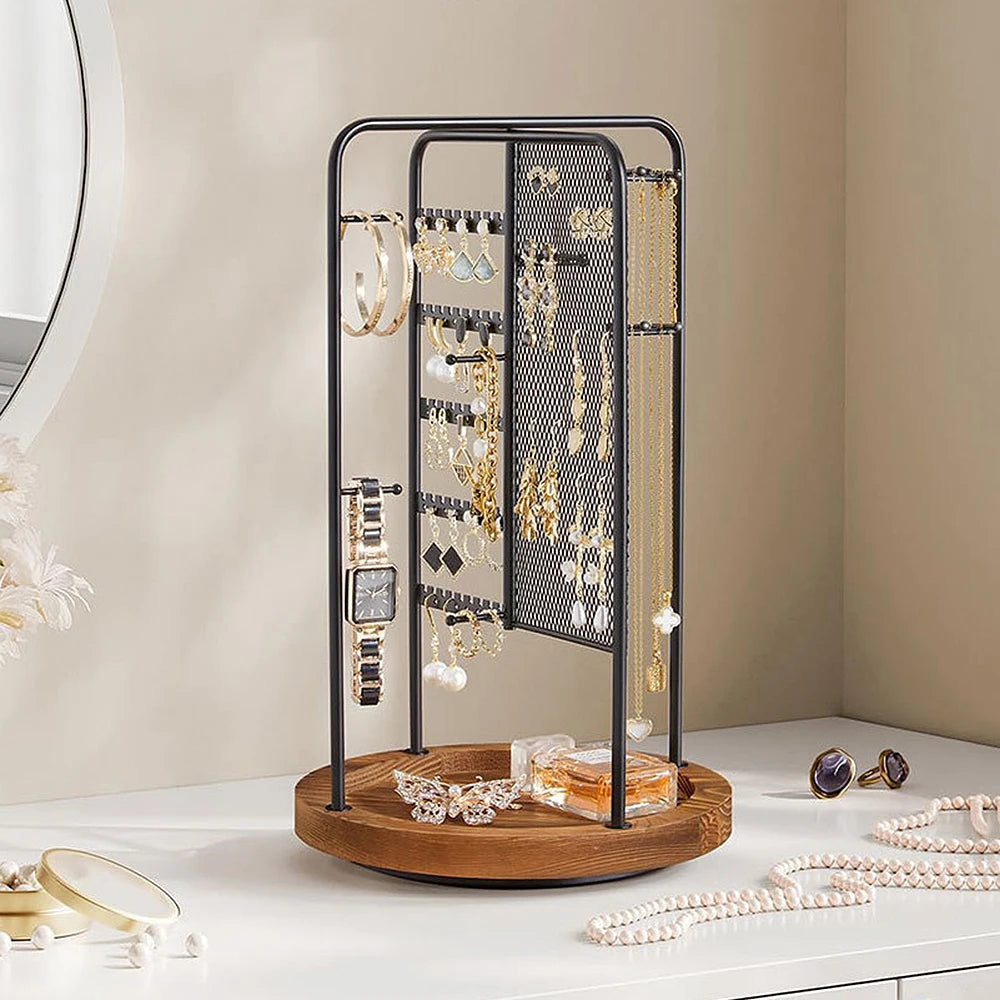360 Rotating Jewelry Organizer Stand, Earrings and Necklaces Jewelry Tower Tree, Hanging Earring Bracelet and Rings Storage Hold