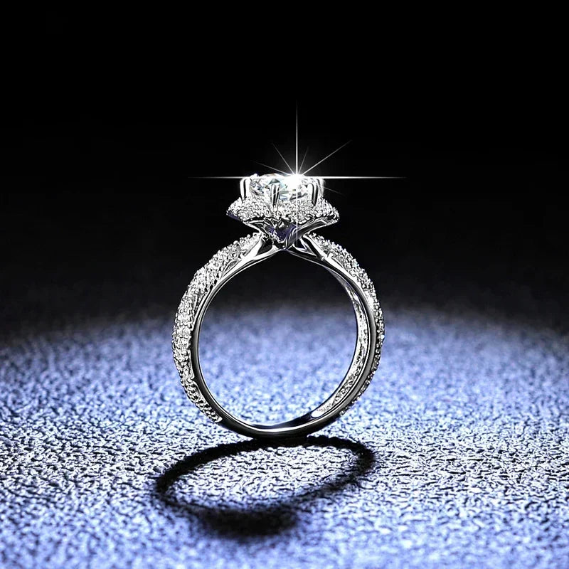 Women'S Luxury 18K White Gold Eternal Wedding Ring Real GRA VVS 1 Carat Moissanite Diamond Ring Fine Jewelry Bride Accessories