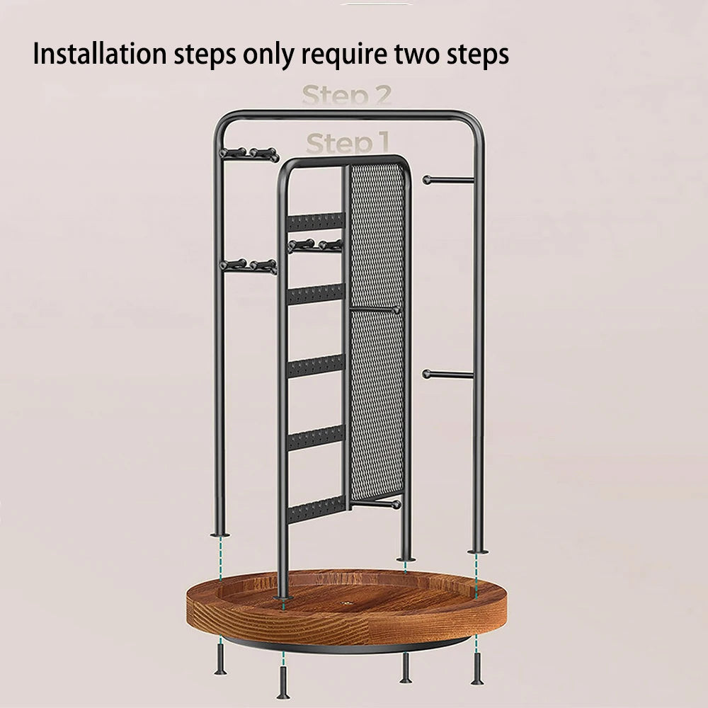 360 Rotating Jewelry Organizer Stand, Earrings and Necklaces Jewelry Tower Tree, Hanging Earring Bracelet and Rings Storage Hold