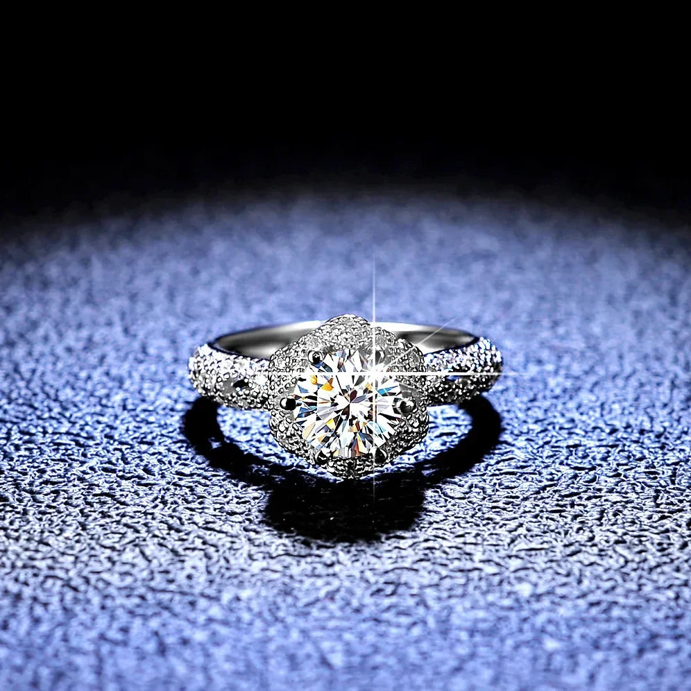 Women'S Luxury 18K White Gold Eternal Wedding Ring Real GRA VVS 1 Carat Moissanite Diamond Ring Fine Jewelry Bride Accessories