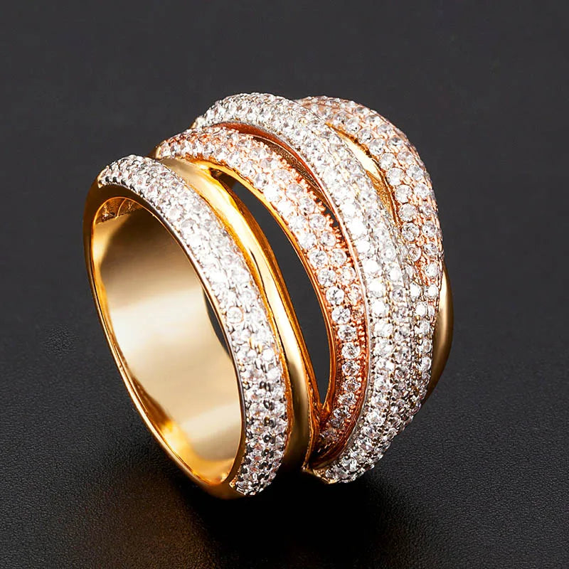Jewelry Luxury Cross Geometry Cubic Ziron Engagement Dubai Naija Bridal Finger Rings Jewelry Copper Aneis Anel Bijoux