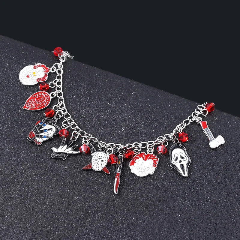 Horror Charm Bracelet – Halloween Figure Jewelry for Men & Women