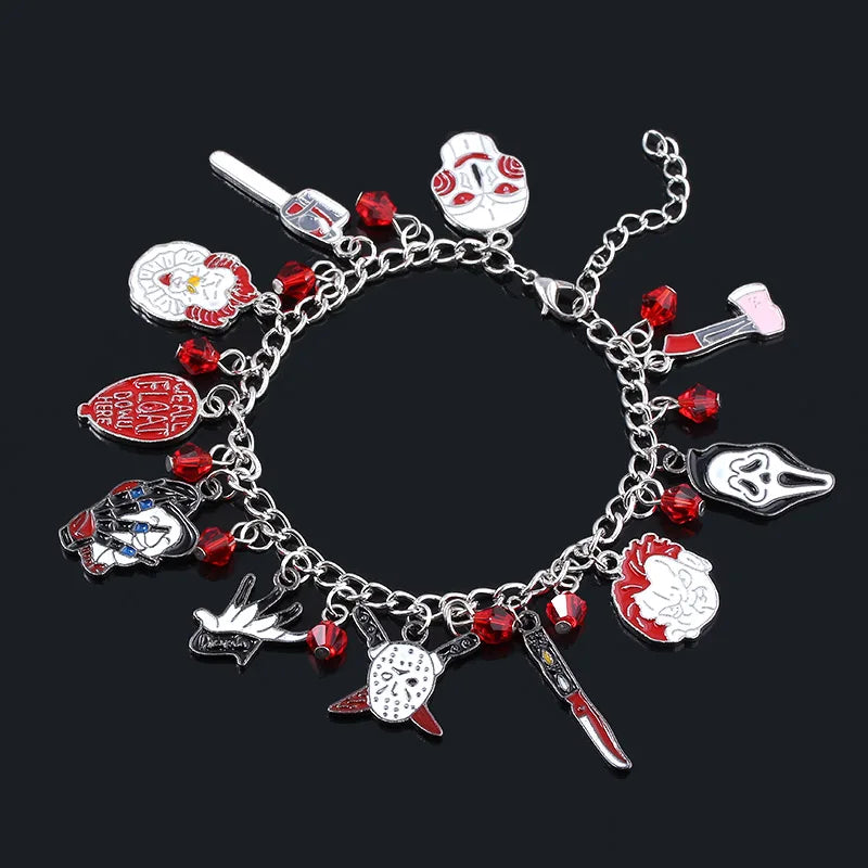Horror Charm Bracelet – Halloween Figure Jewelry for Men & Women
