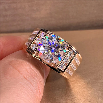 Round Moissanite Ring 1–3Ct D VVS1 14K Rose Gold