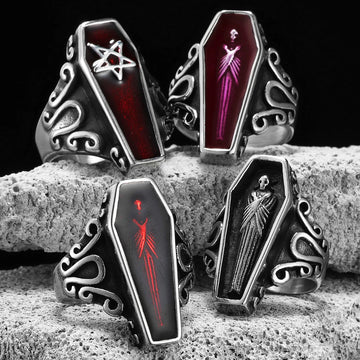 Gothic Mummy Vampire Coffin Ring – Stainless Steel Punk Jewelry