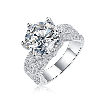 5CT Moissanite Engagement Ring S925 Silver Round Cut Claw Setting