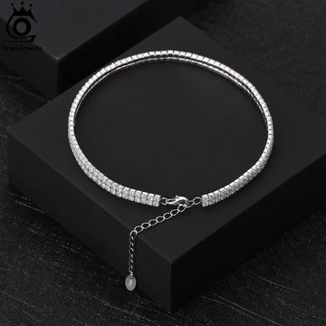 925 Silver Rhinestone Tennis Anklet Women’s Fashion Jewelry