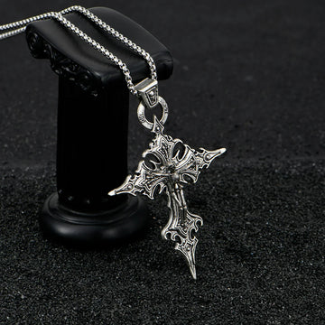 Retro Gothic Skull Cross Necklace – Nail Pendant Halloween Jewelry
