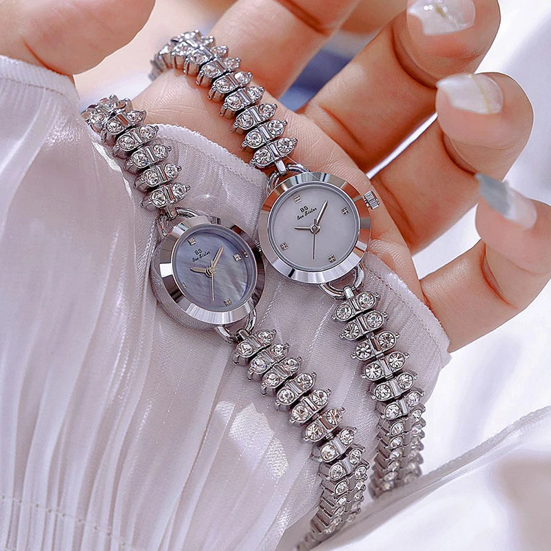Women’s Luxury Bracelet Watch Gold Small Dial Rhinestone Wristwatch 2025