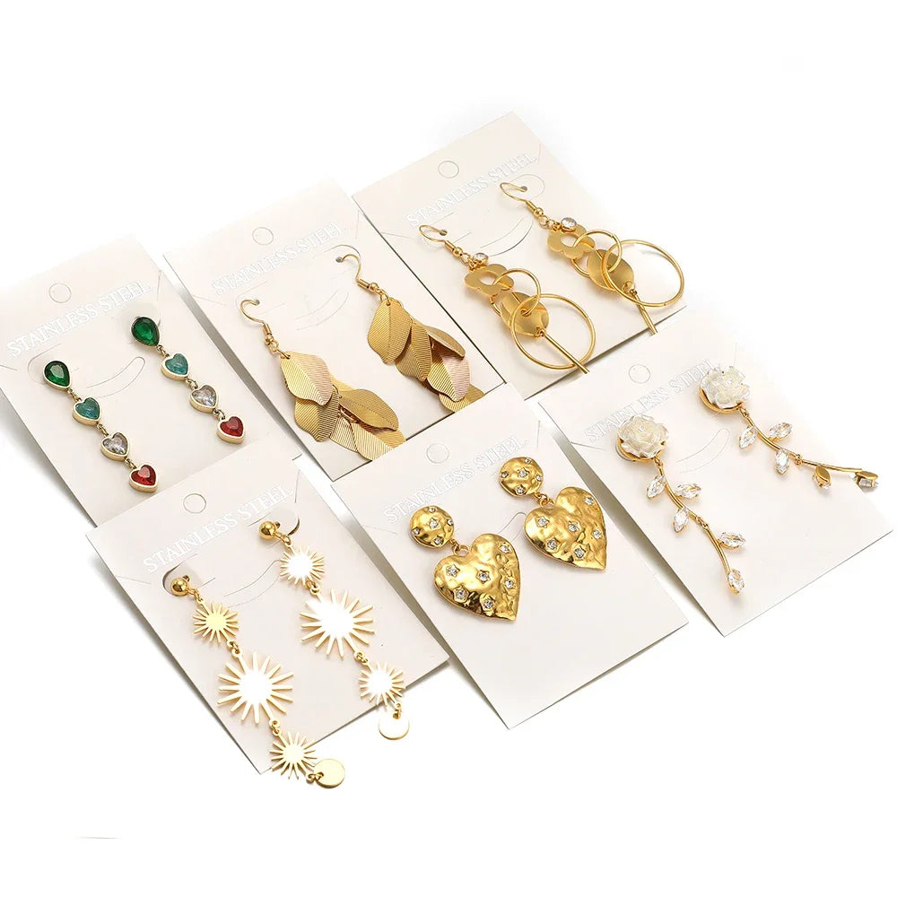 Stainless Steel Long Dangle Earrings for Women