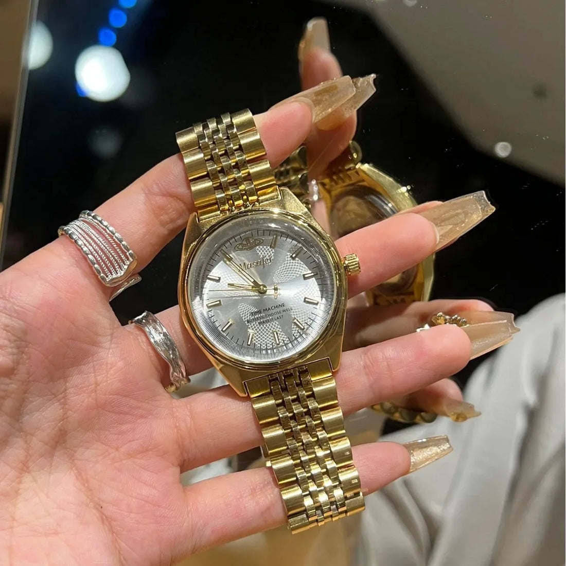 Masafei Women’s Luxury Quartz Watch Gold Stainless Steel Strap