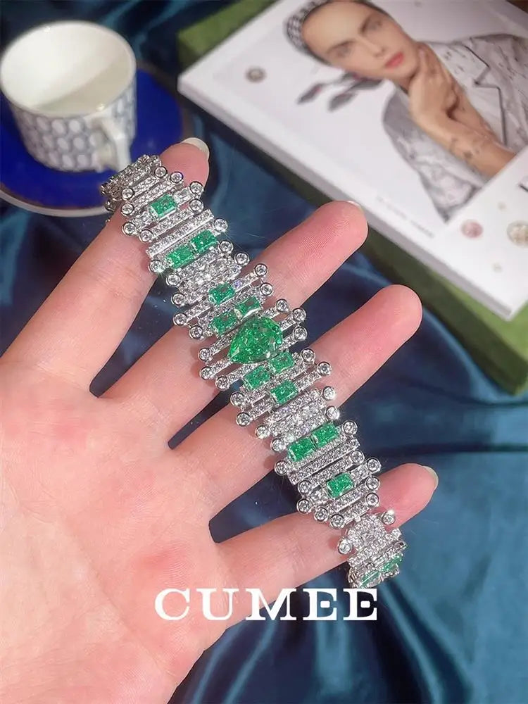 CUMEE Paraiba Gemstone Bracelet 925 Sterling Silver Gold Plated