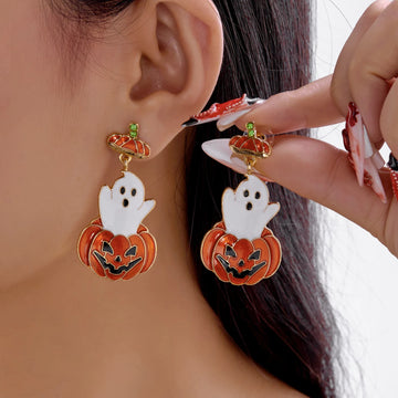 Cute Halloween Dangle Earrings – Pumpkin, Ghost & Spider Jewelry for Women