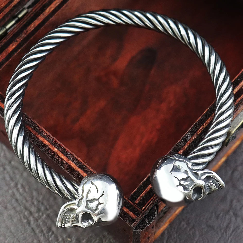 Men's Gothic Skull Bracelet - Stainless Steel Biker Jewelry