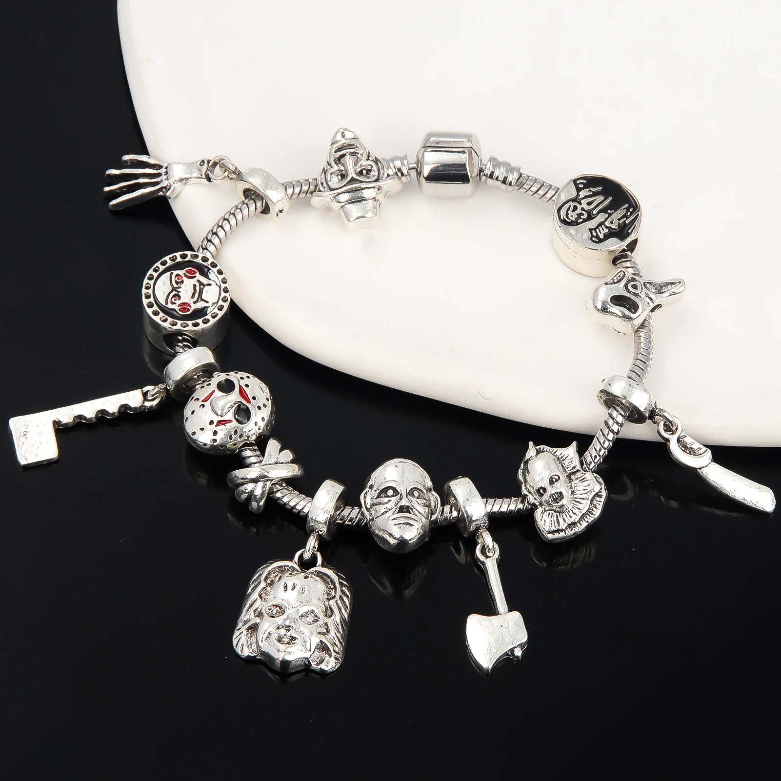 Horror Movie Charm Bracelet – Pennywise & Chucky Halloween Jewelry