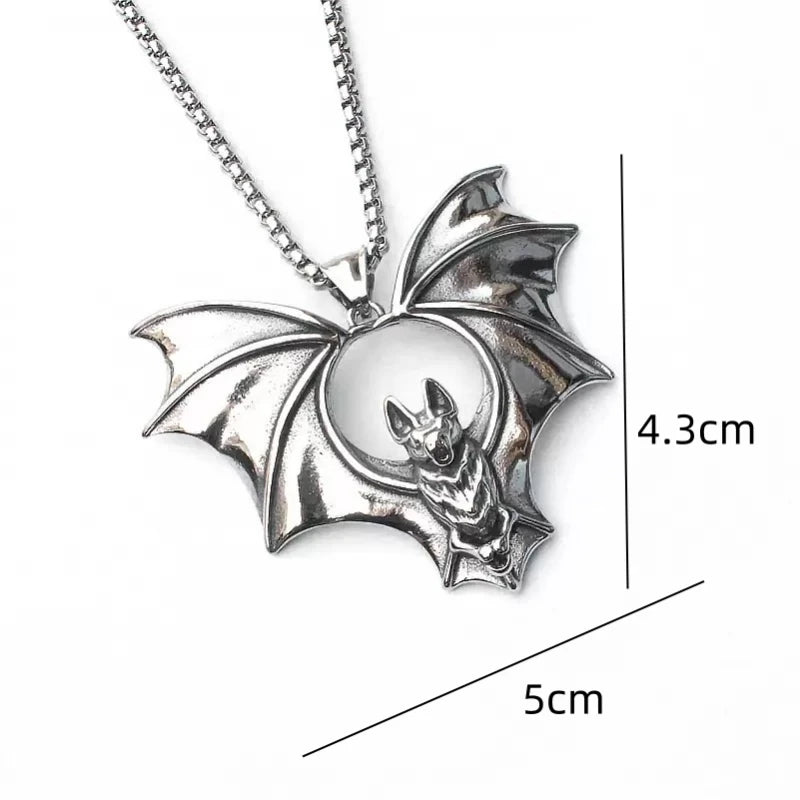 Punk Bat Pendant Necklace – Stainless Steel Unisex Jewelry