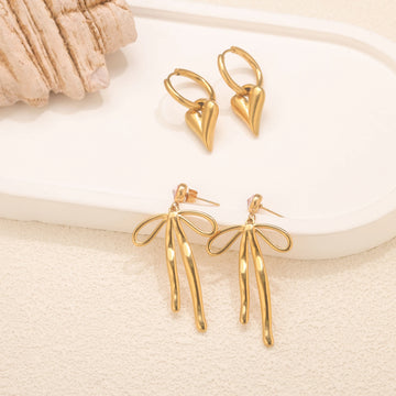 Stainless Steel Heart Charm Hoop Earrings Waterproof