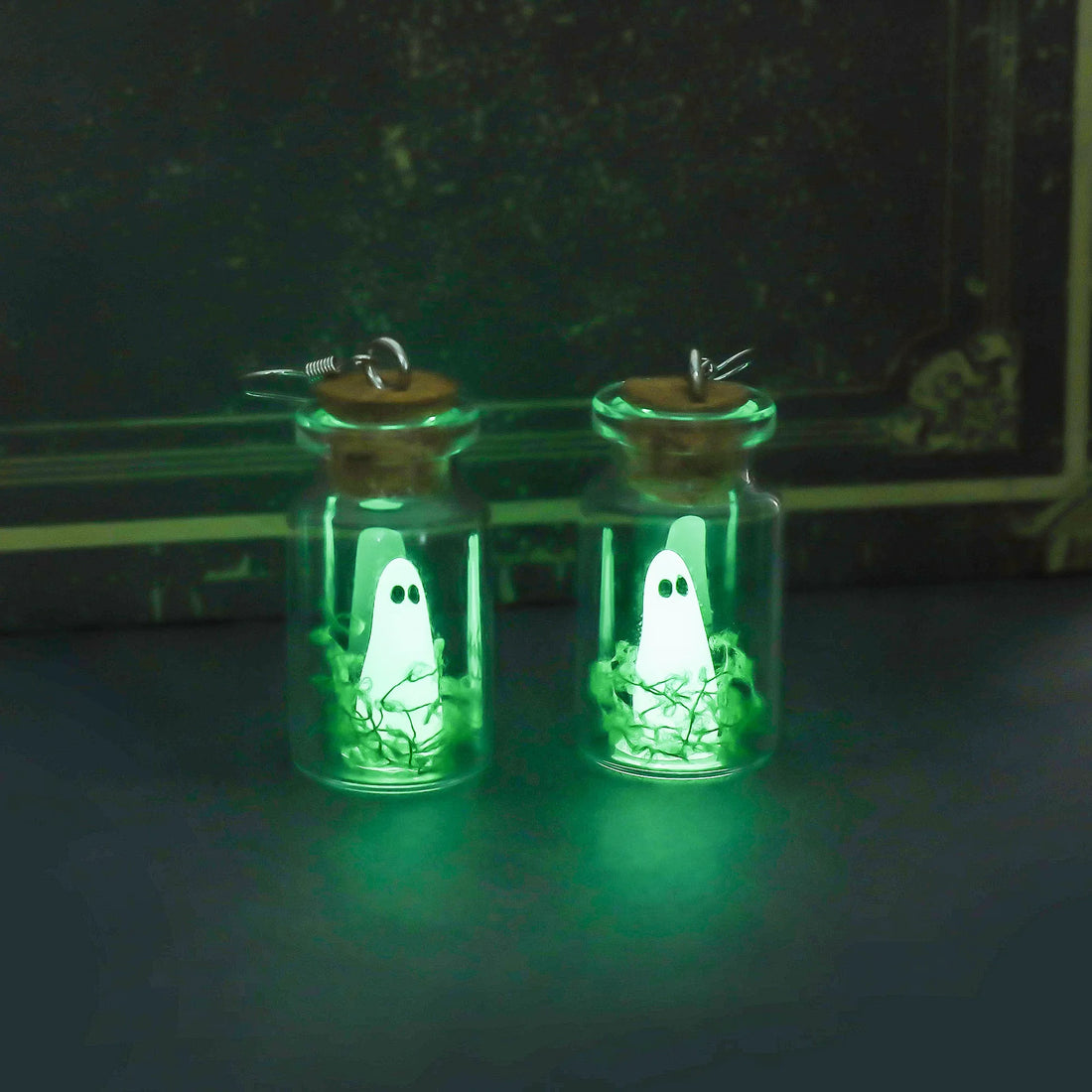 Halloween Glow Ghost Drop Earrings – Cute Luminous Blue-Green Jewelry