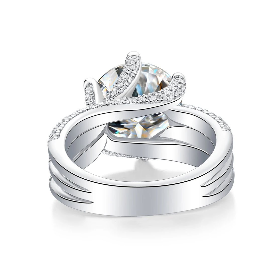 5CT Moissanite Engagement Ring S925 Silver Round Cut Claw Setting