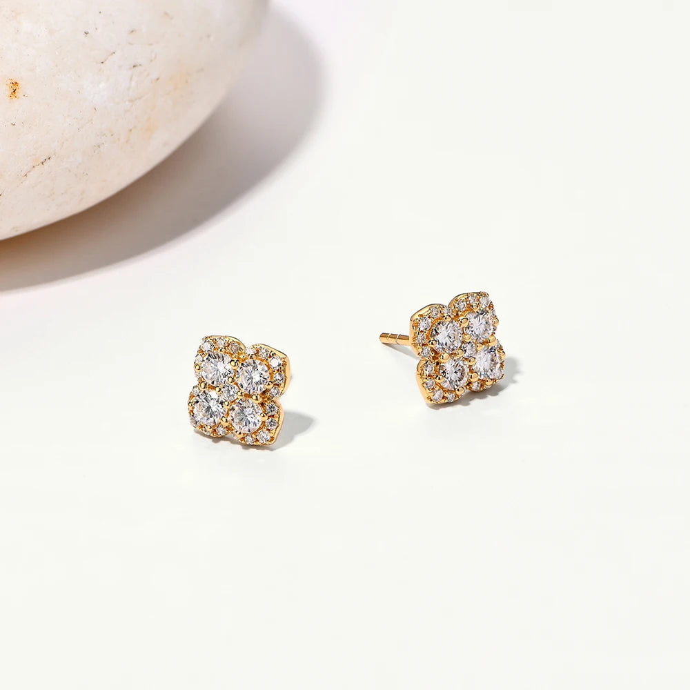 ATTAGEMS D Color Moissanite Earrings S925 Silver 18K Gold Plated for Women