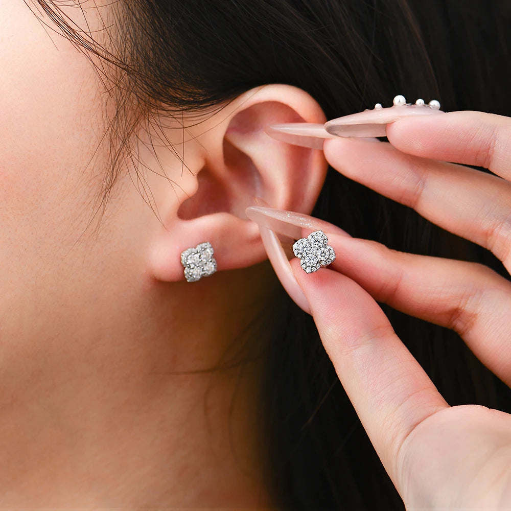 ATTAGEMS D Color Moissanite Earrings S925 Silver 18K Gold Plated for Women