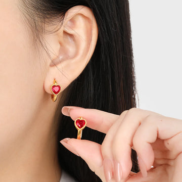 Stainless Steel Love Heart Hoop Earrings Daily Jewelry