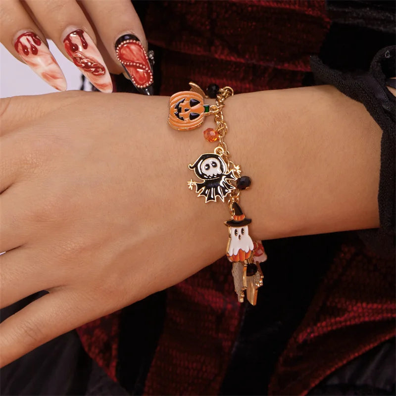 Halloween Charm Bracelet – Pumpkin, Ghost & Bat Festival Jewelry