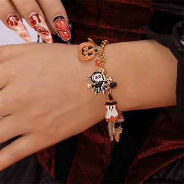Halloween Charm Bracelet – Pumpkin, Ghost & Bat Festival Jewelry