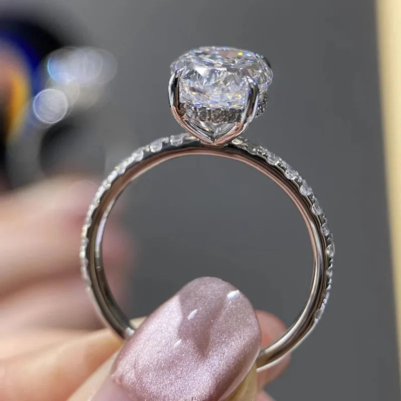 Oval Lab Grown Diamond Ring 1–3Ct D Color 18K White Gold