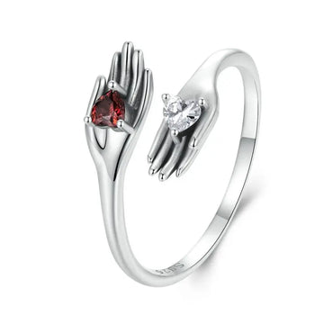 WOSTU 925 Silver Red Rose Ring – Spider, Skull & Dragon Vintage Jewelry